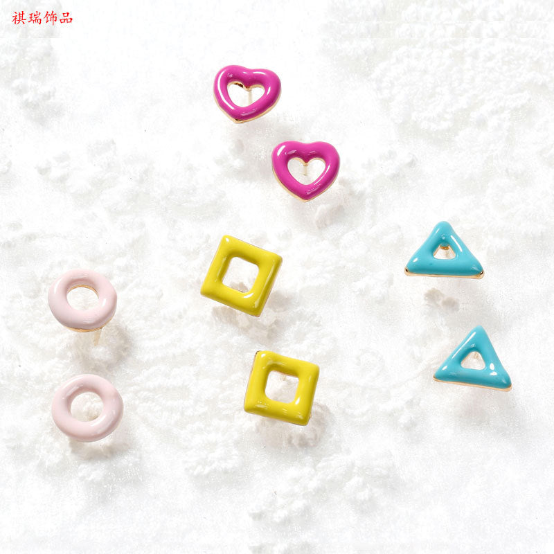 Alloy Sweet Geometric Earrings (Minimo de Compra 2) MIC-QiR015