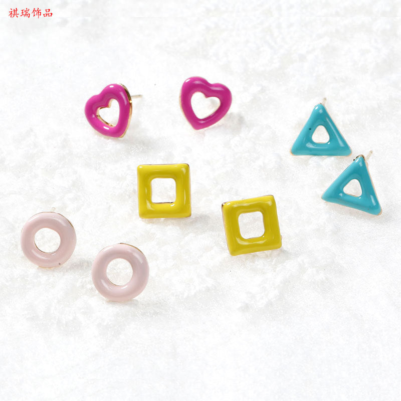 Alloy Sweet Geometric Earrings (Minimo de Compra 2) MIC-QiR015