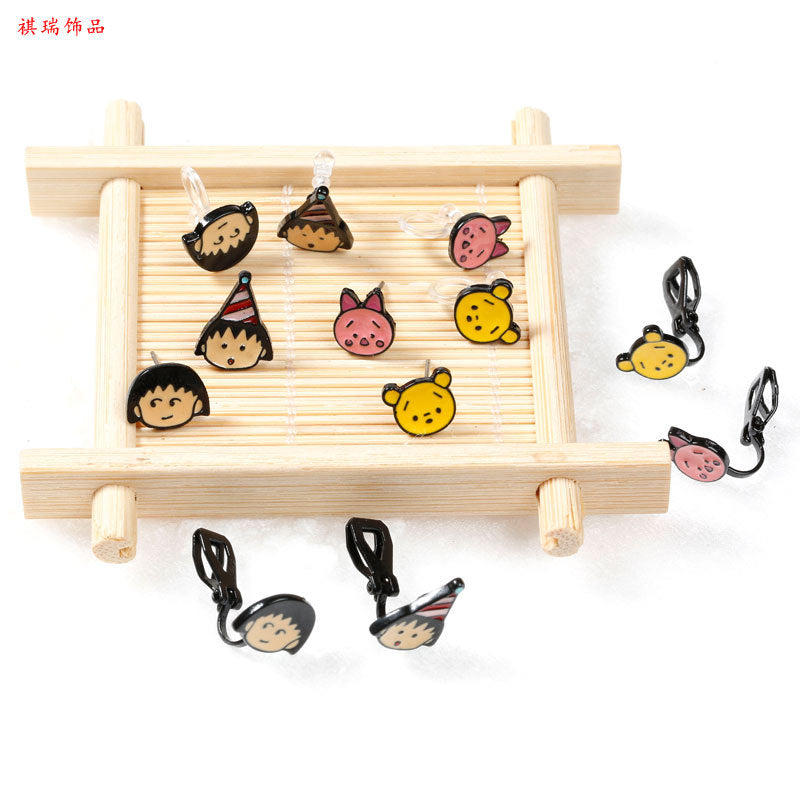 Alloy Asymmetric Cartoon Bear Earrings (Minimo de Compra 10) MIC-QiR046