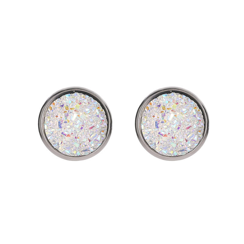 Earrings Stainless Steel Simple Geometric Round Frosted Fantasy Star Time Gems D587