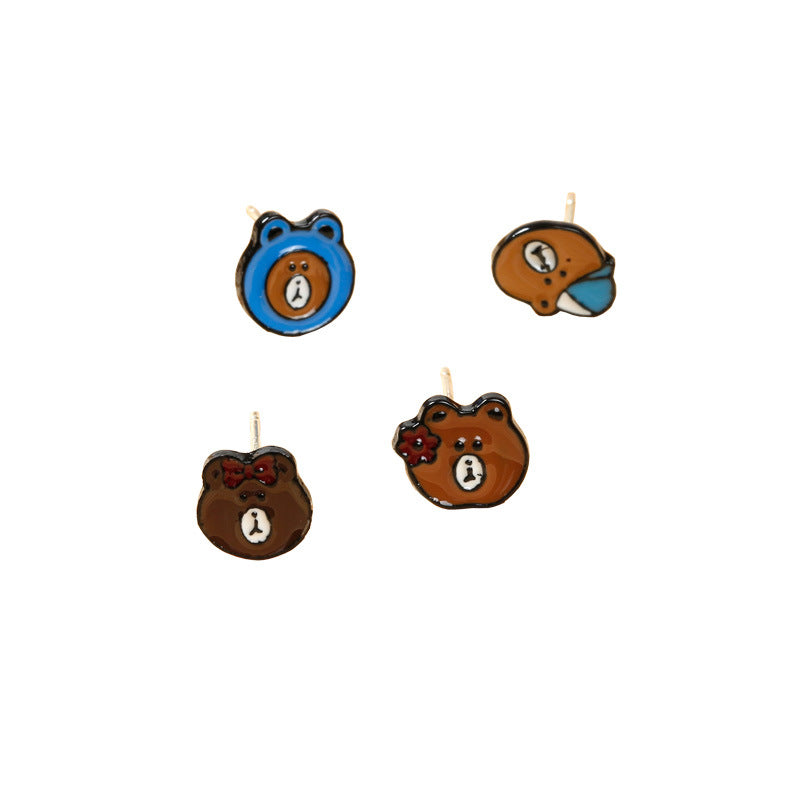 Alloy Cute Brown Bear Earrings (Minimo de Compra 2) MIC-QiR017