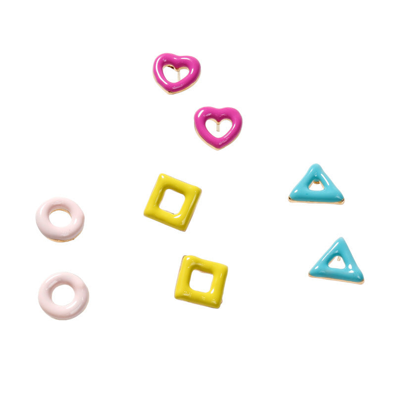 Alloy Sweet Geometric Earrings (Minimo de Compra 2) MIC-QiR015