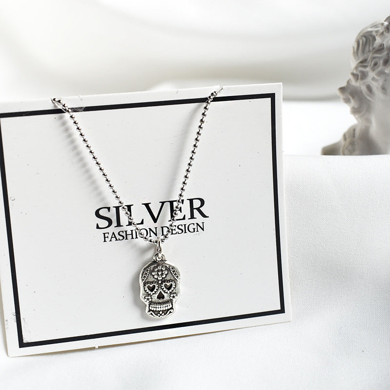 S925 Silver Skull Necklace MIC-DeL001