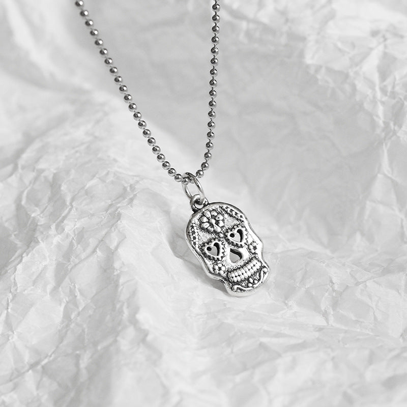 S925 Silver Skull Necklace MIC-DeL001