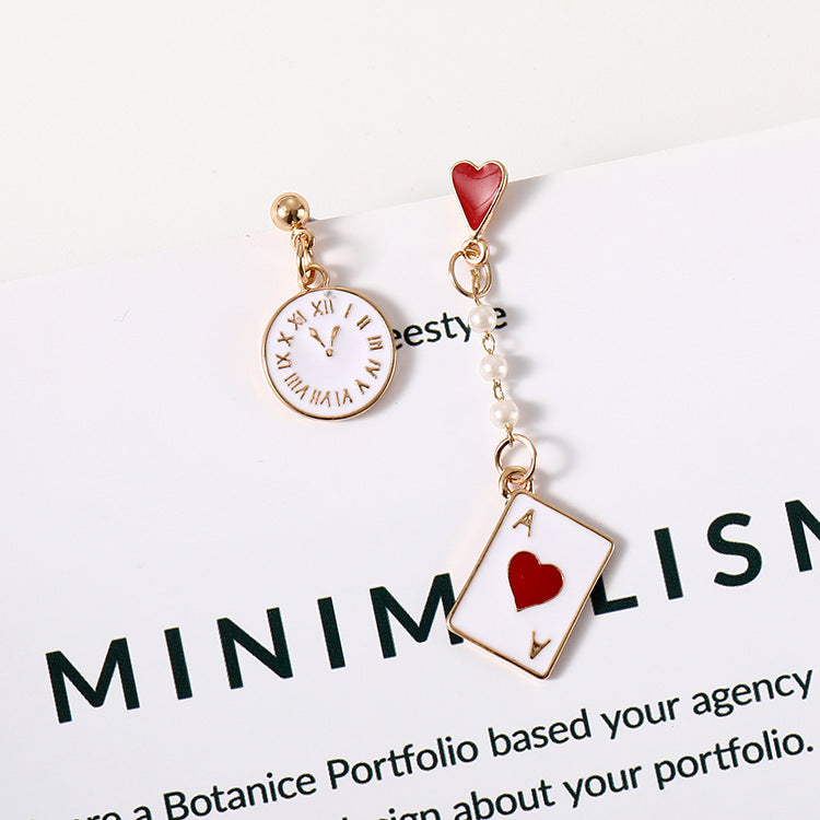 Acrylic Clock Poker Asymmetric Earrings MIC-JianL015