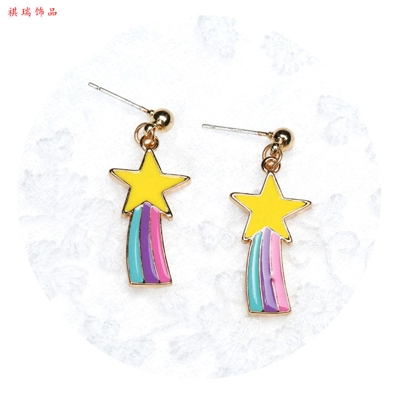 Alloy Rainbow Star Earrings (Minimo de Compra 2) MIC-QiR018