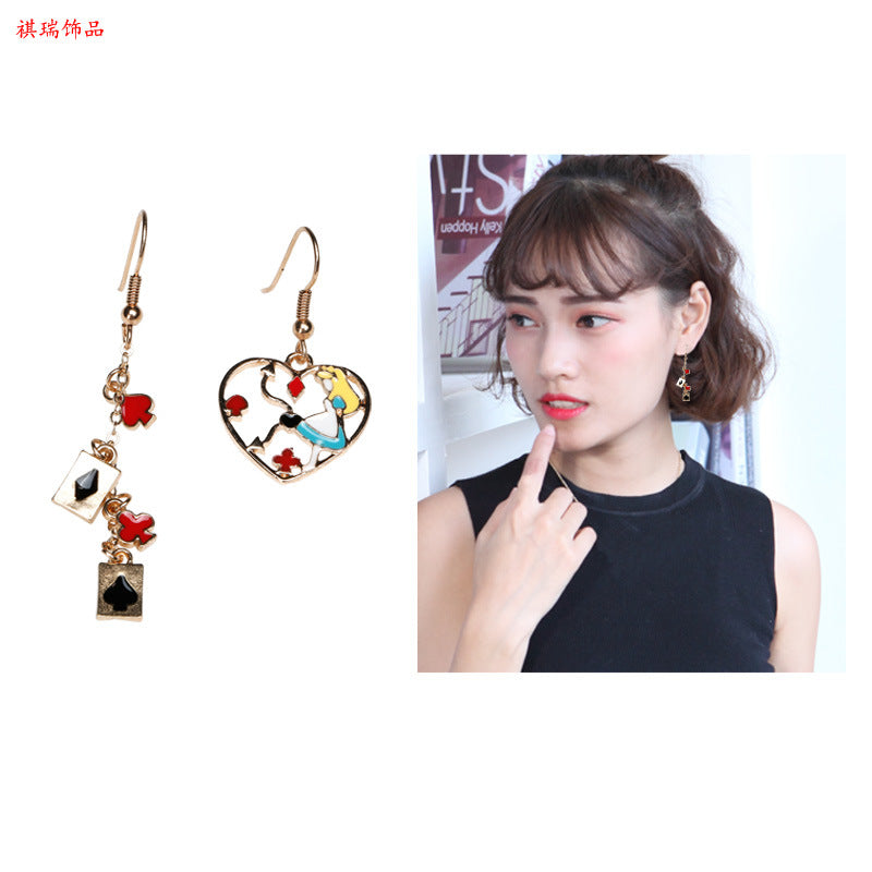 Alloy hollow out poker earrings (Minimo de Compra 2) MIC-QiR019