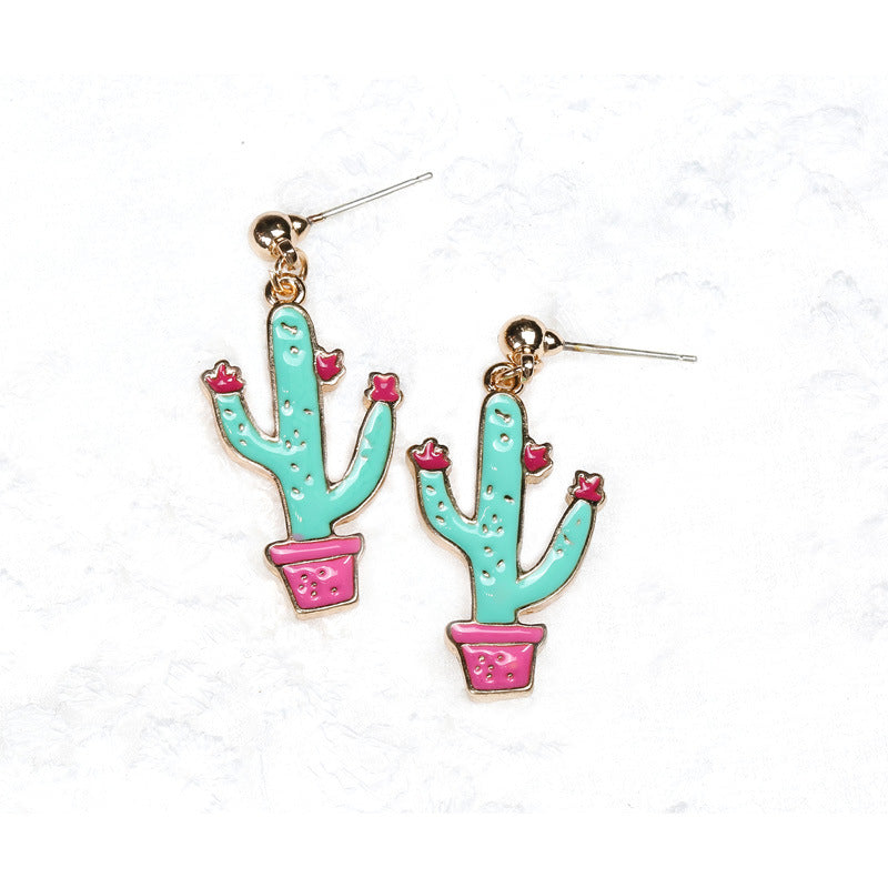 Alloy cute cartoon cactus earrings (Minimo de Compra 10) MIC-QiR045