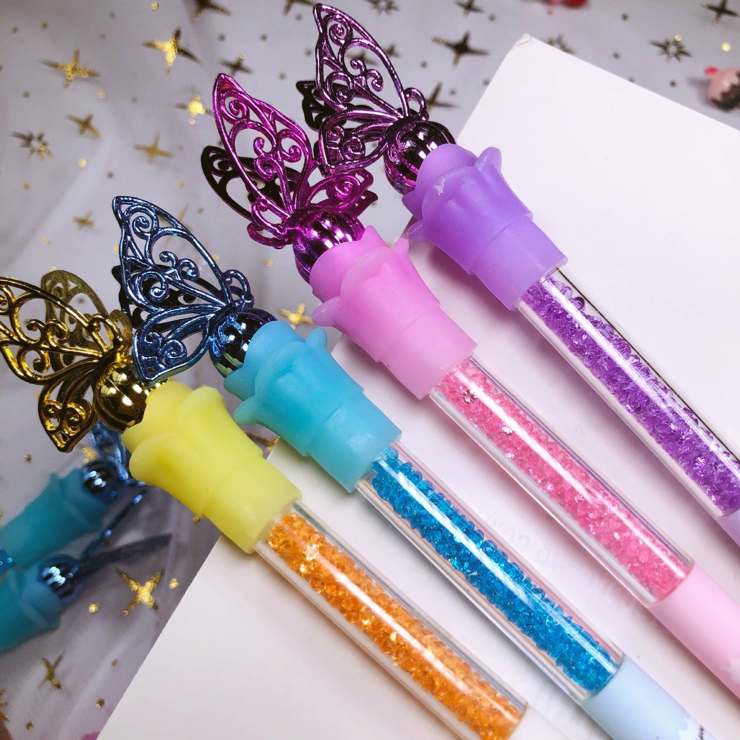 Ballpoint Pen Plastic Butterfly Flash Diamond Neutral Pen YiGe034