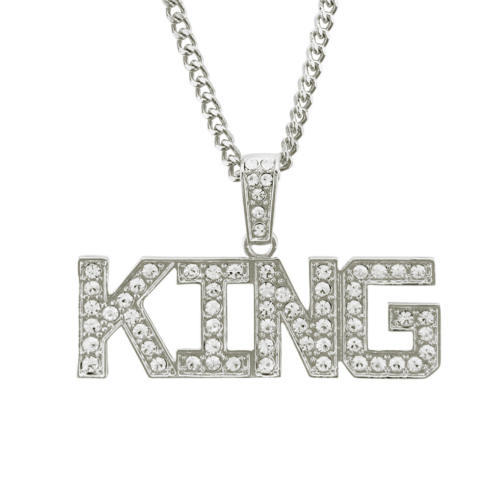 Alloy Diamond Hip Hop King Letter Necklace MYA-ShangH009