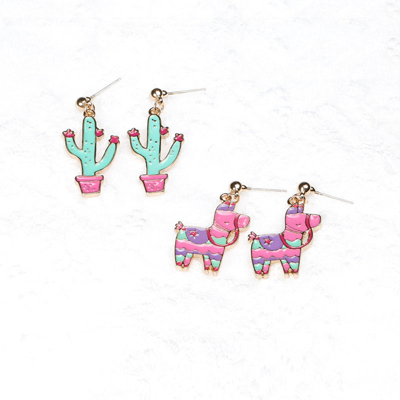 Alloy cute cartoon cactus earrings (Minimo de Compra 10) MIC-QiR045