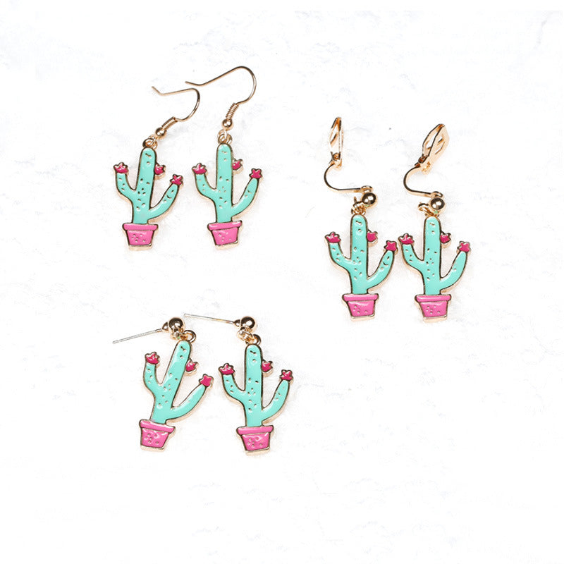 Alloy cute cartoon cactus earrings (Minimo de Compra 10) MIC-QiR045