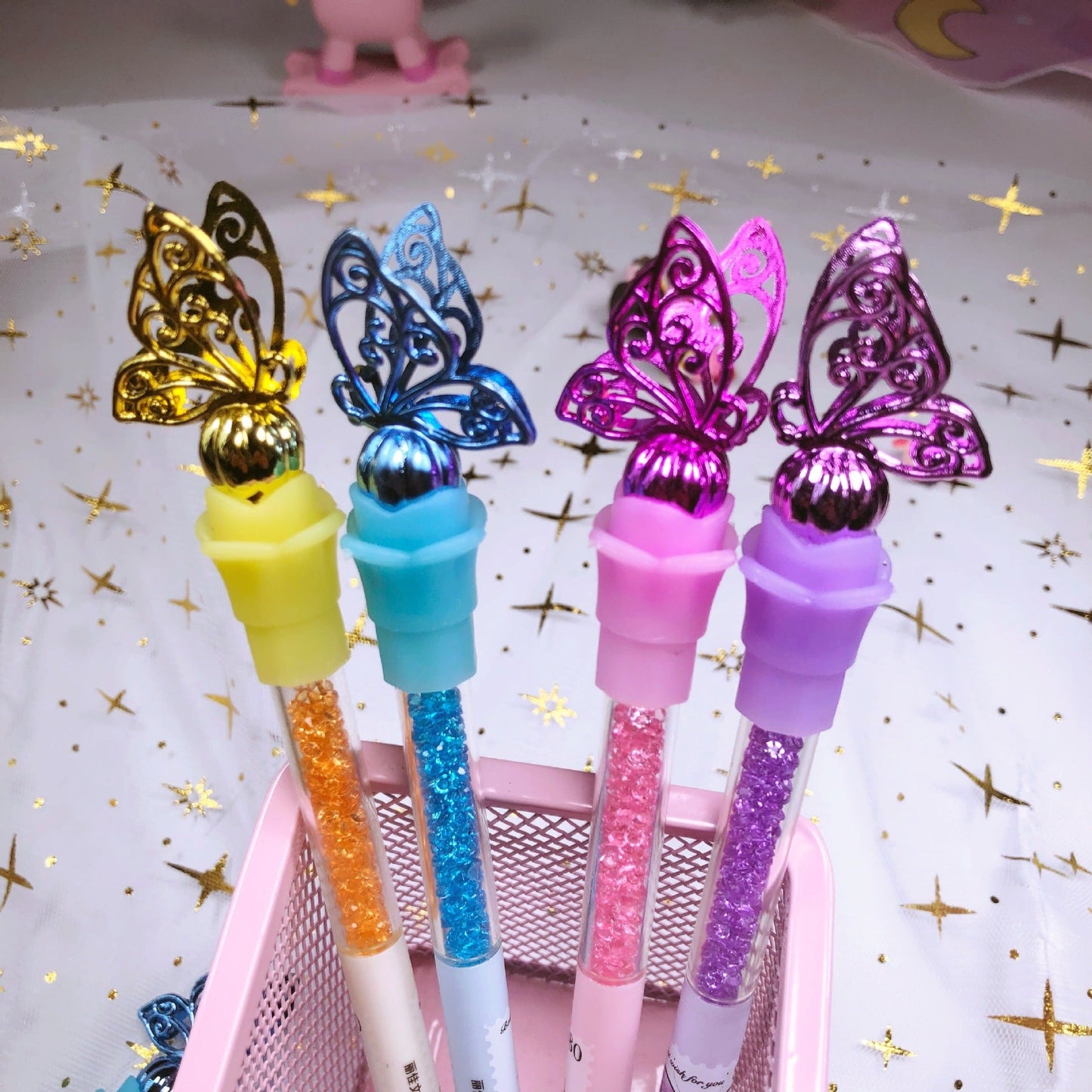 Ballpoint Pen Plastic Butterfly Flash Diamond Neutral Pen YiGe034