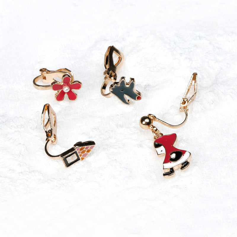 Alloy cartoon small red hat earrings (Minimo de Compra 2) MIC-QiR028