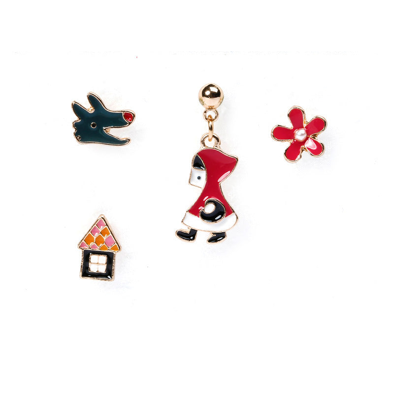 Alloy cartoon small red hat earrings (Minimo de Compra 2) MIC-QiR028