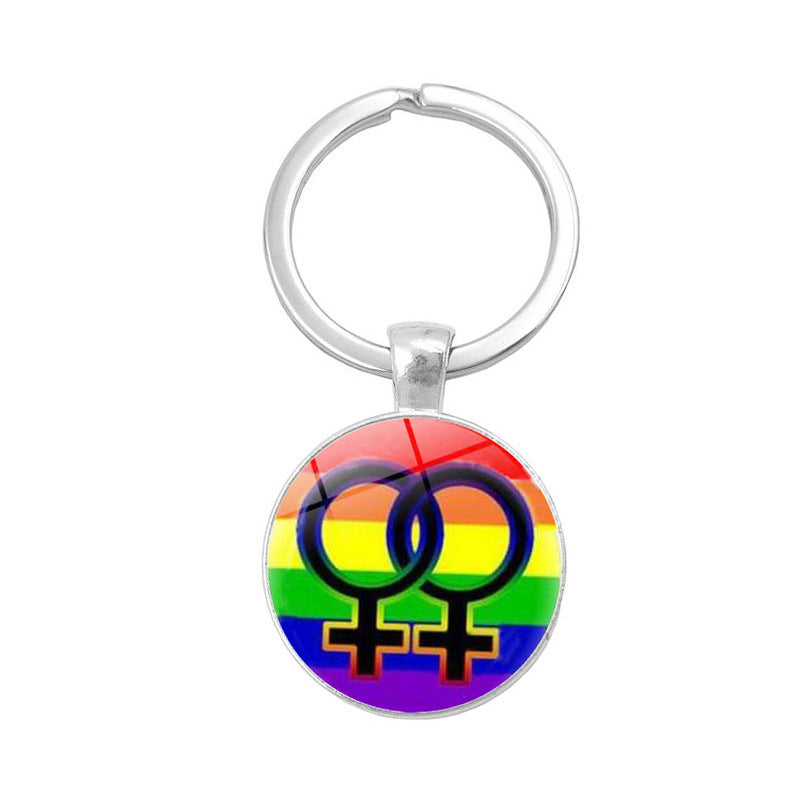 Gay Pride Day LGBT Rainbow Time Gem Keychain MIC-XuS006