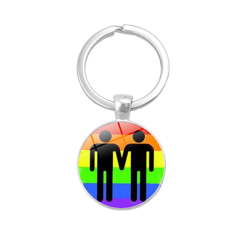 Gay Pride Day LGBT Rainbow Time Gem Keychain MIC-XuS006