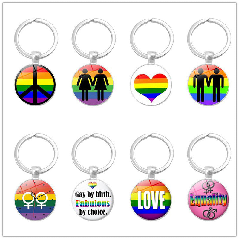 Gay Pride Day LGBT Rainbow Time Gem Keychain MIC-XuS006