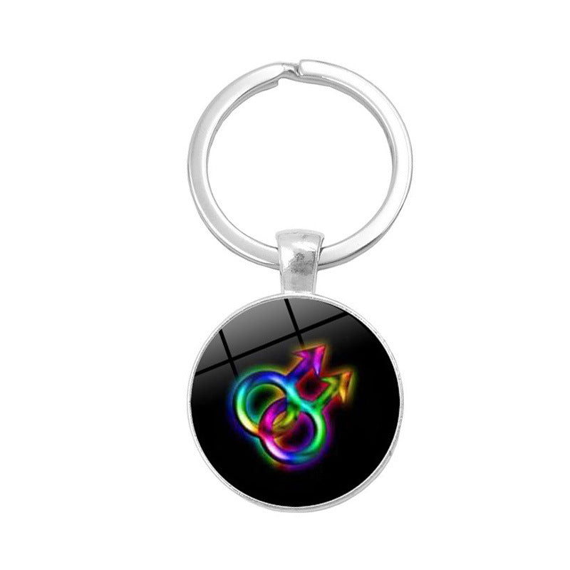 Gay Pride Day LGBT Rainbow Time Gem Keychain MIC-XuS006