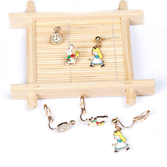 Earring Alloy Cute Cartoon Clock Rabbit (M) MIC-QiR006