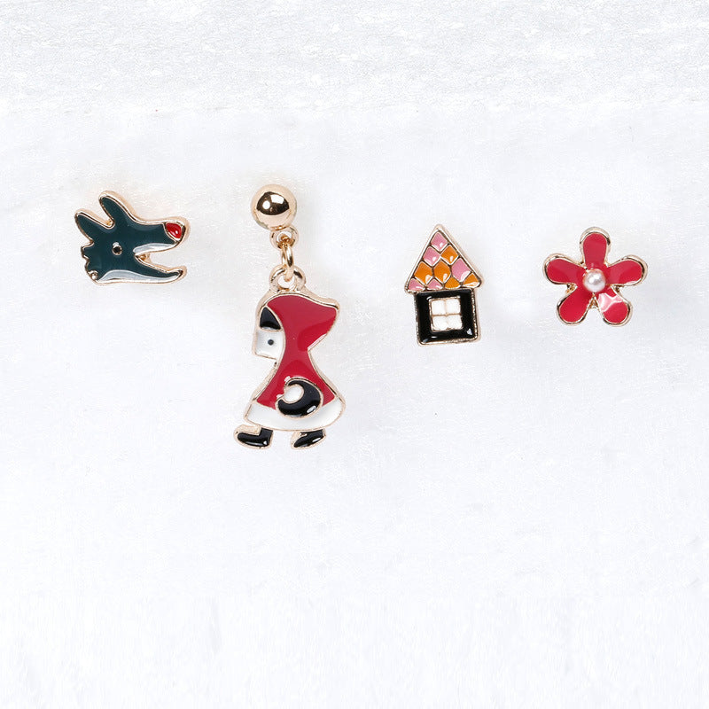 Alloy cartoon small red hat earrings (Minimo de Compra 2) MIC-QiR028