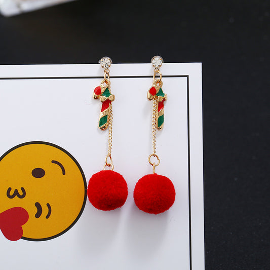 Alloy New Christmas Hair Ball Earrings (Minimo de Compra 2) MIC-MDD098