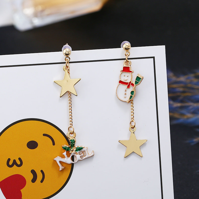 Alloy Cute Christmas Tree Snowman Earrings (Minimo de Compra 2) MIC-MDD082