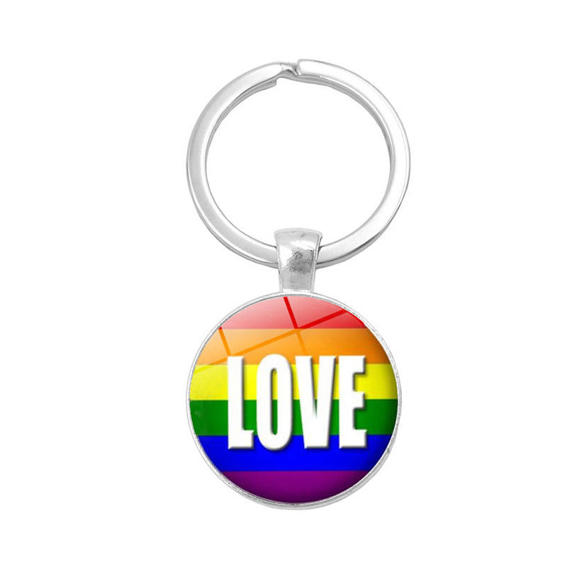 Gay Pride Day LGBT Rainbow Time Gem Keychain MIC-XuS006