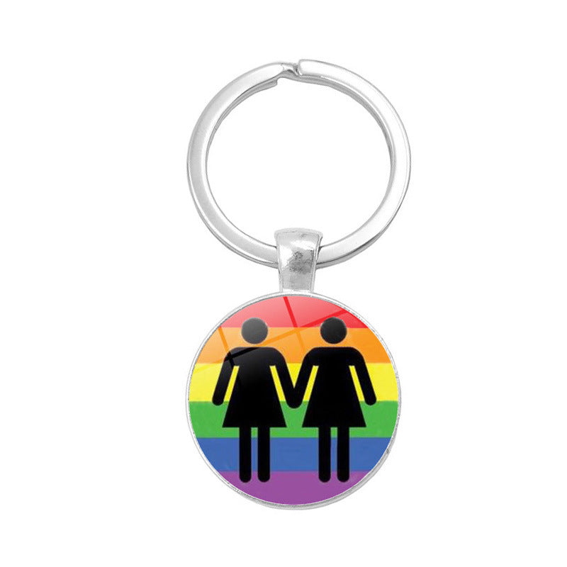 Gay Pride Day LGBT Rainbow Time Gem Keychain MIC-XuS006