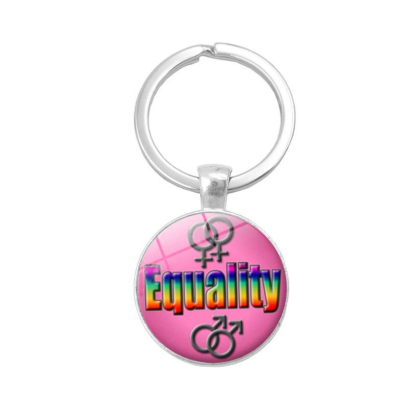 Gay Pride Day LGBT Rainbow Time Gem Keychain MIC-XuS006