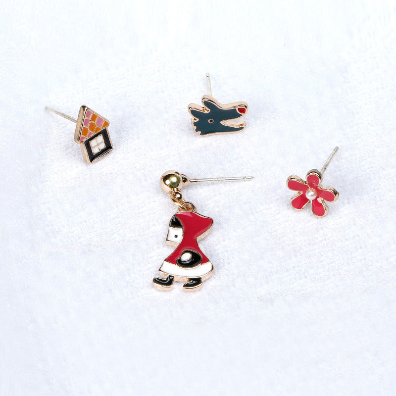 Alloy cartoon small red hat earrings (Minimo de Compra 2) MIC-QiR028