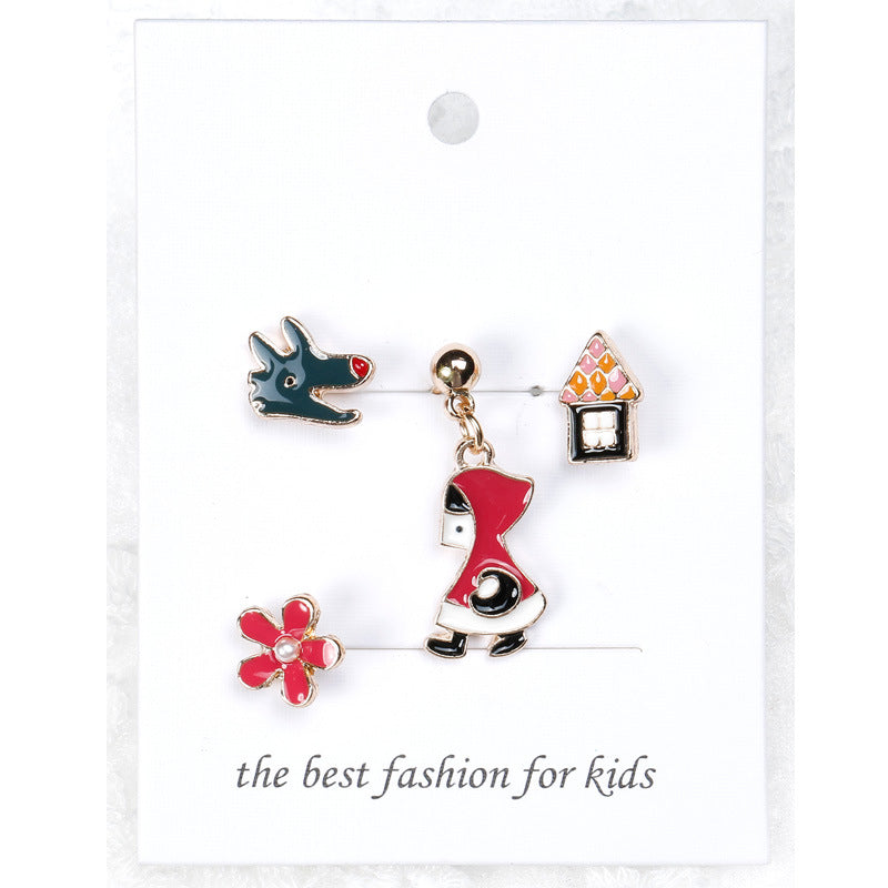 Alloy cartoon small red hat earrings (Minimo de Compra 2) MIC-QiR028