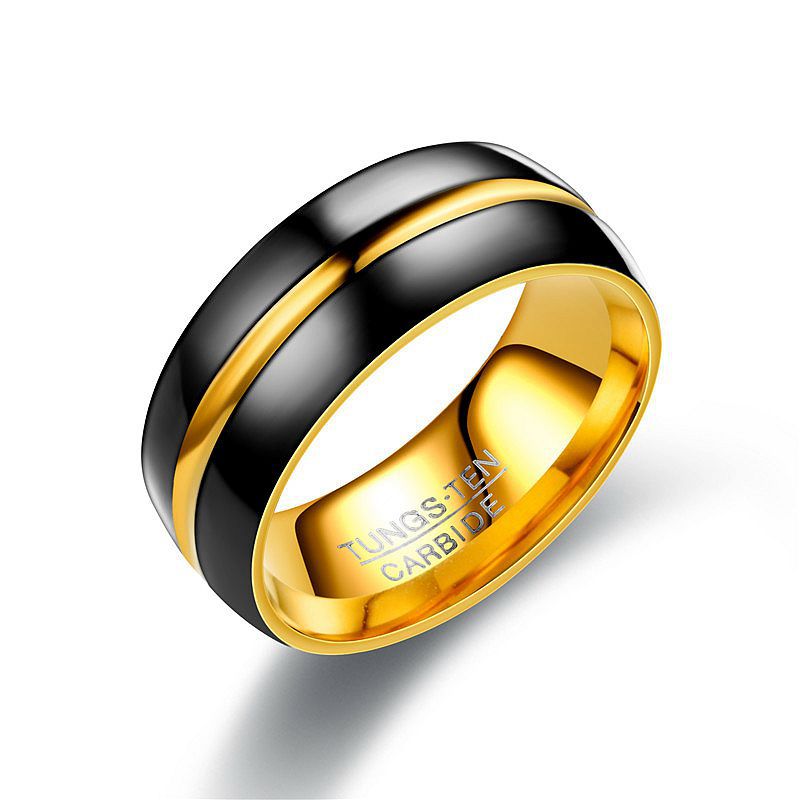 Stainless Steel Black Gold Two Tone Ring MIC-DinC006