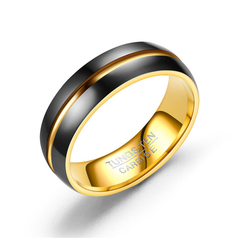 Stainless Steel Black Gold Two Tone Ring MIC-DinC006