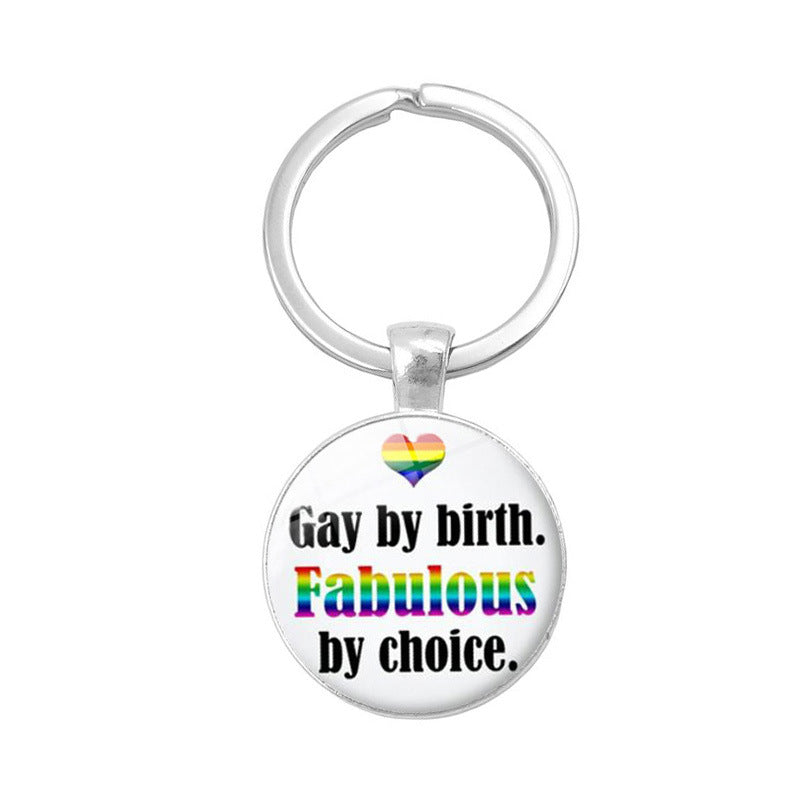 Gay Pride Day LGBT Rainbow Time Gem Keychain MIC-XuS006