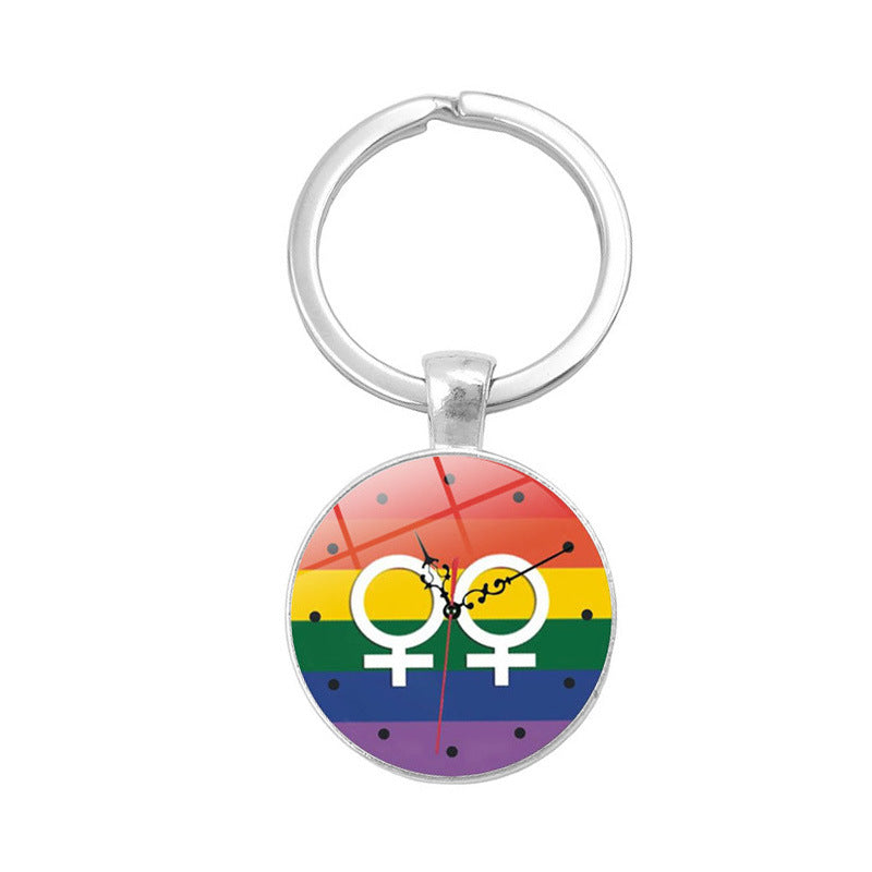 Gay Pride Day LGBT Rainbow Time Gem Keychain MIC-XuS006