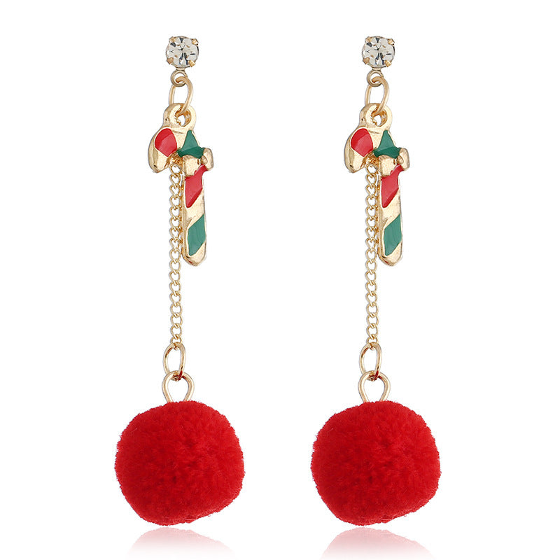 Alloy New Christmas Hair Ball Earrings (Minimo de Compra 2) MIC-MDD098