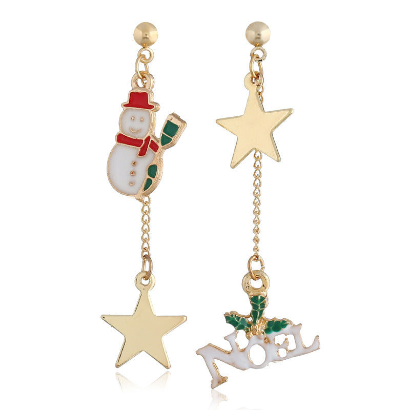 Alloy Cute Christmas Tree Snowman Earrings (Minimo de Compra 2) MIC-MDD082