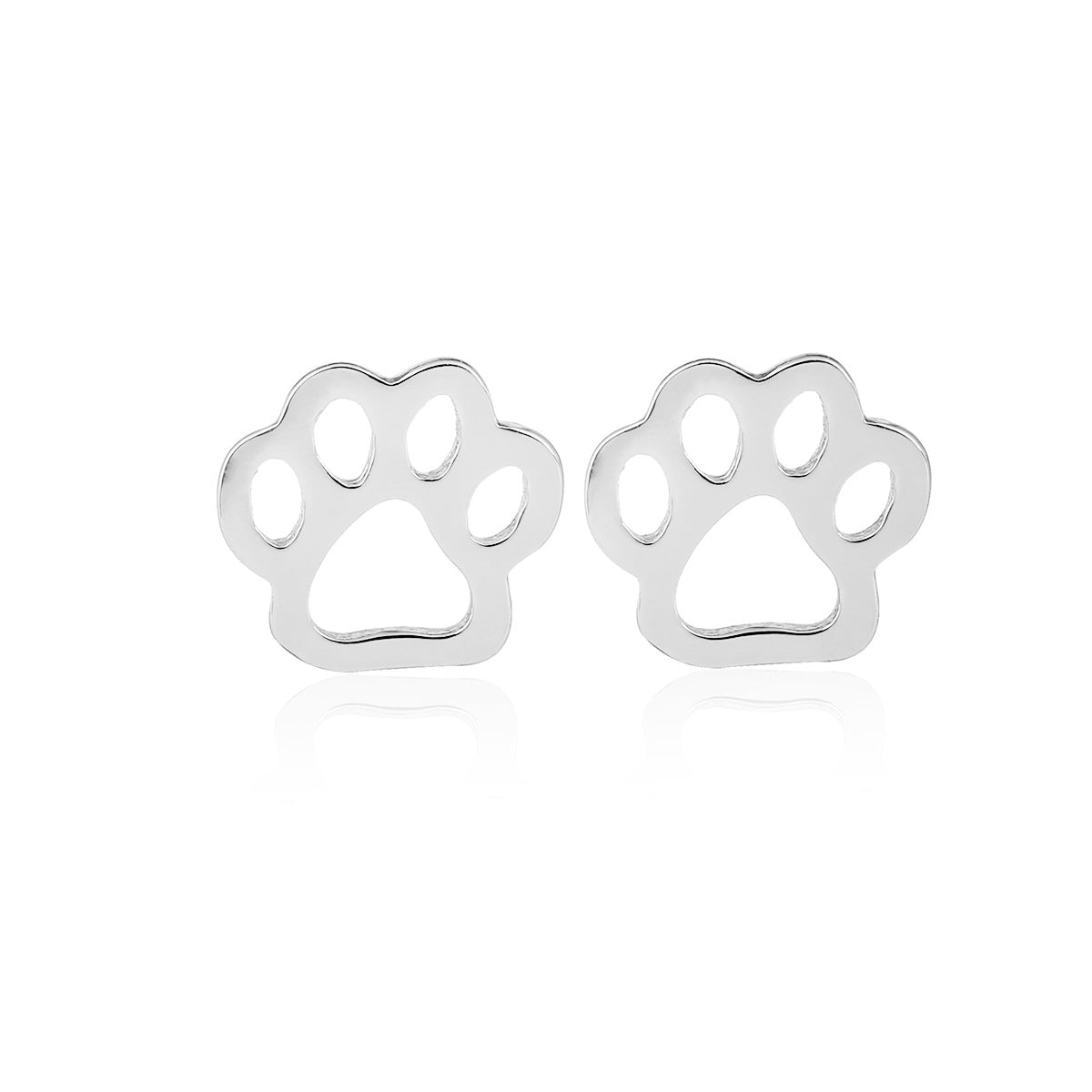 Hollow Dog Paw Cat Paw Pet Footprint Stainless Steel Earrings SS005