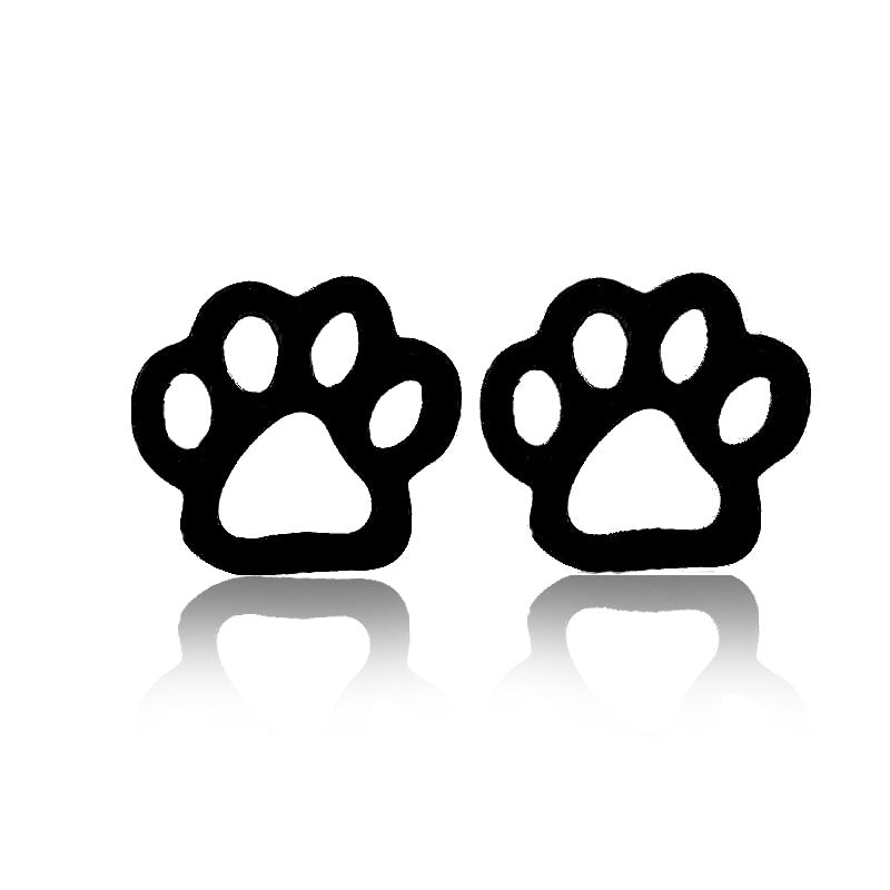 Hollow Dog Paw Cat Paw Pet Footprint Stainless Steel Earrings SS005