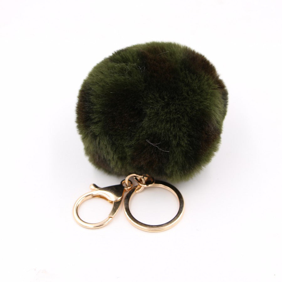 Leopard Print Faux Fur Hair Ball Keychain MIC-Zuge055