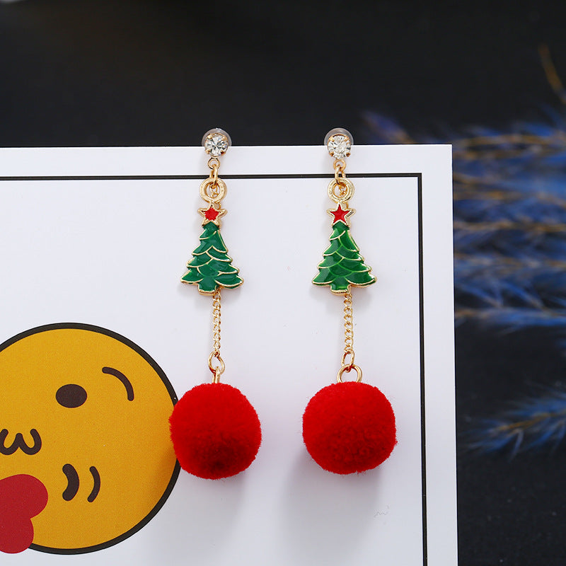 Alloy New Christmas Hair Ball Earrings (Minimo de Compra 2) MIC-MDD098