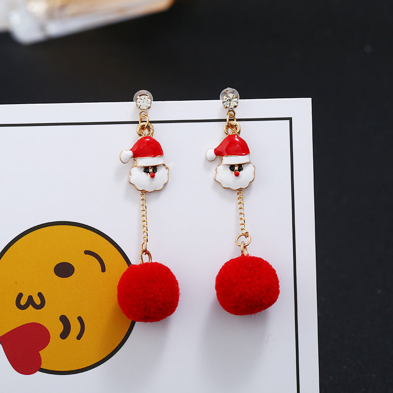 Alloy New Christmas Hair Ball Earrings (Minimo de Compra 2) MIC-MDD098