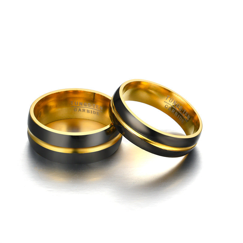 Stainless Steel Black Gold Two Tone Ring MIC-DinC006