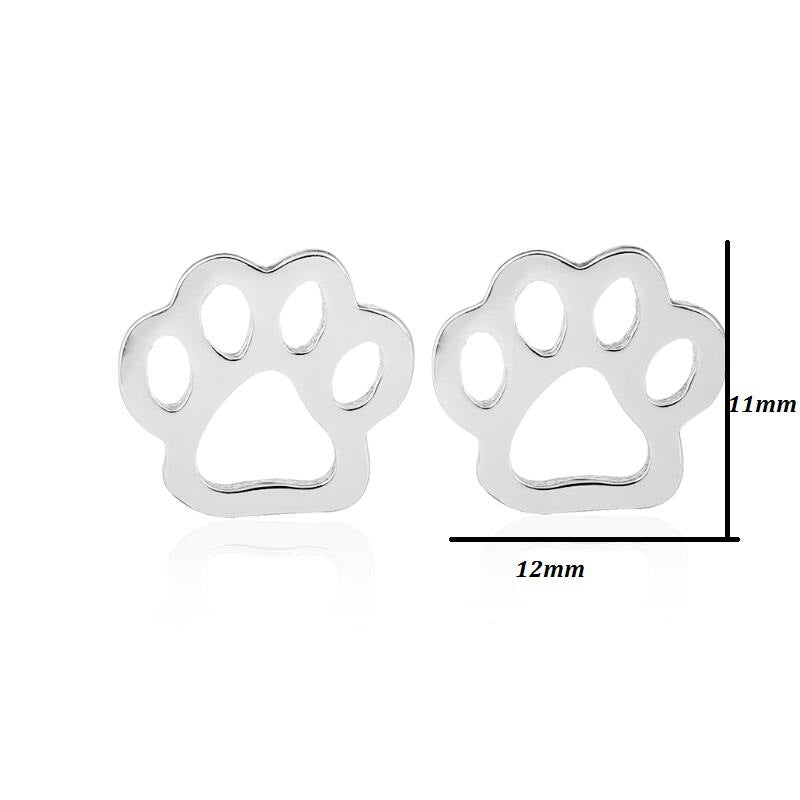 Hollow Dog Paw Cat Paw Pet Footprint Stainless Steel Earrings SS005