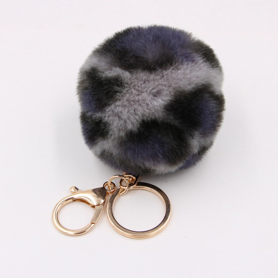 Leopard Print Faux Fur Hair Ball Keychain MIC-Zuge055