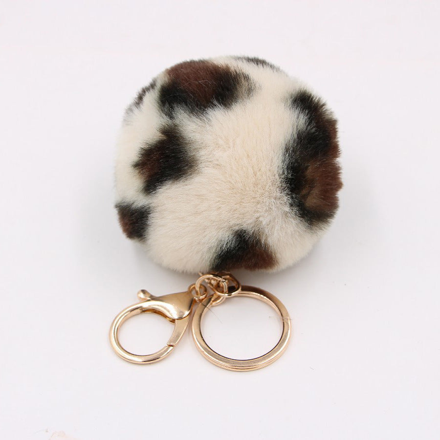 Leopard Print Faux Fur Hair Ball Keychain MIC-Zuge055