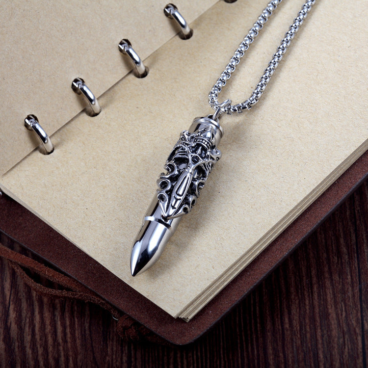 Necklaces Stainless Steel Double Dragon Sword Bullets Men Openable GSSZH002