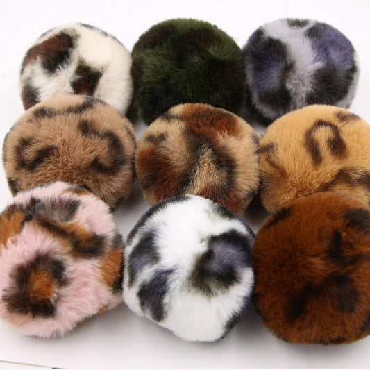 Leopard Print Faux Fur Hair Ball Keychain MIC-Zuge055