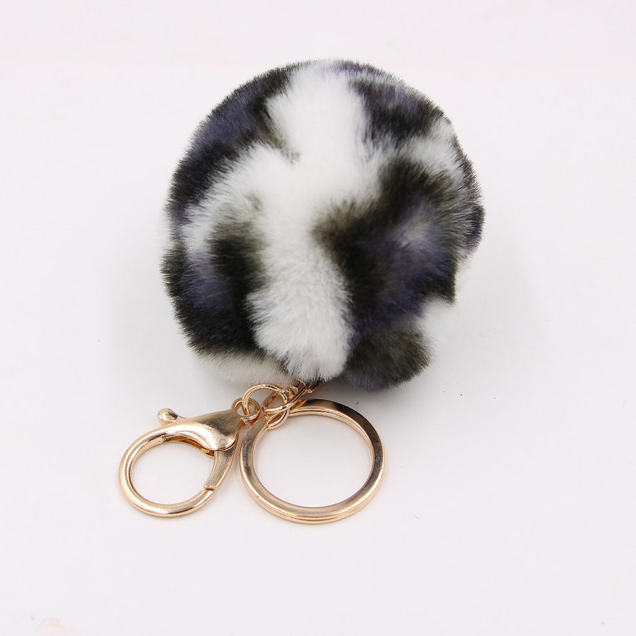 Leopard Print Faux Fur Hair Ball Keychain MIC-Zuge055